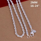 925 Sterling Silver Plated Italian Rope Chain Men's Necklace 4mm - NEW