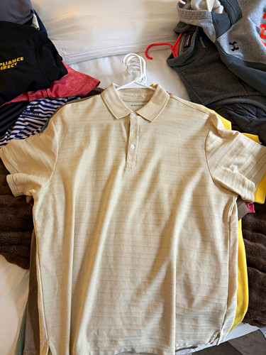 Bonobos Men's Standard Fit Pima Cotton Striped Polo Shirt, L, Beige, SS