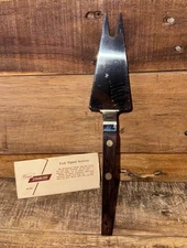 Vintage VERNCO Japan Stainless Fork Tipped Servette  #4V767 Wooden Handle  7.75"