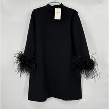 Tuckernuck Black Mod Ellie Dress sz M Medium NWT Long Sleeve Feather Wrist Shift