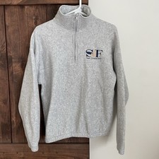 VTG 90s San Francisco 1/4 Zip Womens Size M Sweatshirt Pullover Gray Made in USA