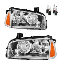 Headlights Assembly OE Replacement Chrome Housing  With High  Low Beam Bulbs