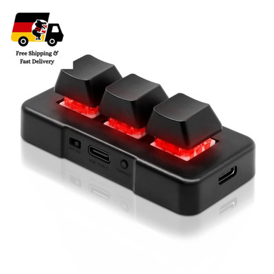 Mini Tastatur USB 3 Tasten Wireless RGB LED Programmierbar Gaming Büro