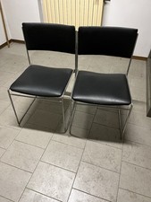 Coppia Sedie Vintage In Metallo E Finta Pelle