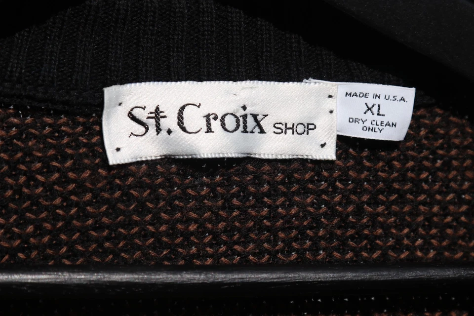 VTG USA Made St. Croix Button Knit Cardigan Sweater Sz XL Geometric Aztec Black - Image 2 of 4