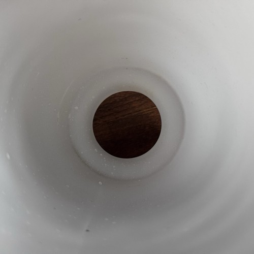 Vtg 8.75" Tall 2" Threaded Fitter White Glass Pole Lamp Shade Mid Century CRACK - Picture 8 of 8