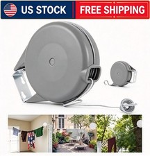 49FT Retractable Clothesline Outdoor Dryer Clothes Washing Line Hanging Rope LOT