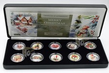 Jeu de pièces colorisées Joyeux Noël Îles Cook 2000 10 x 5 cents