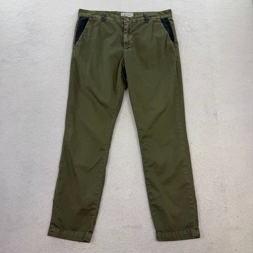 Current/Elliott Women's Army Green Cotton The Buddy Trouser Tapered Leg Size 28