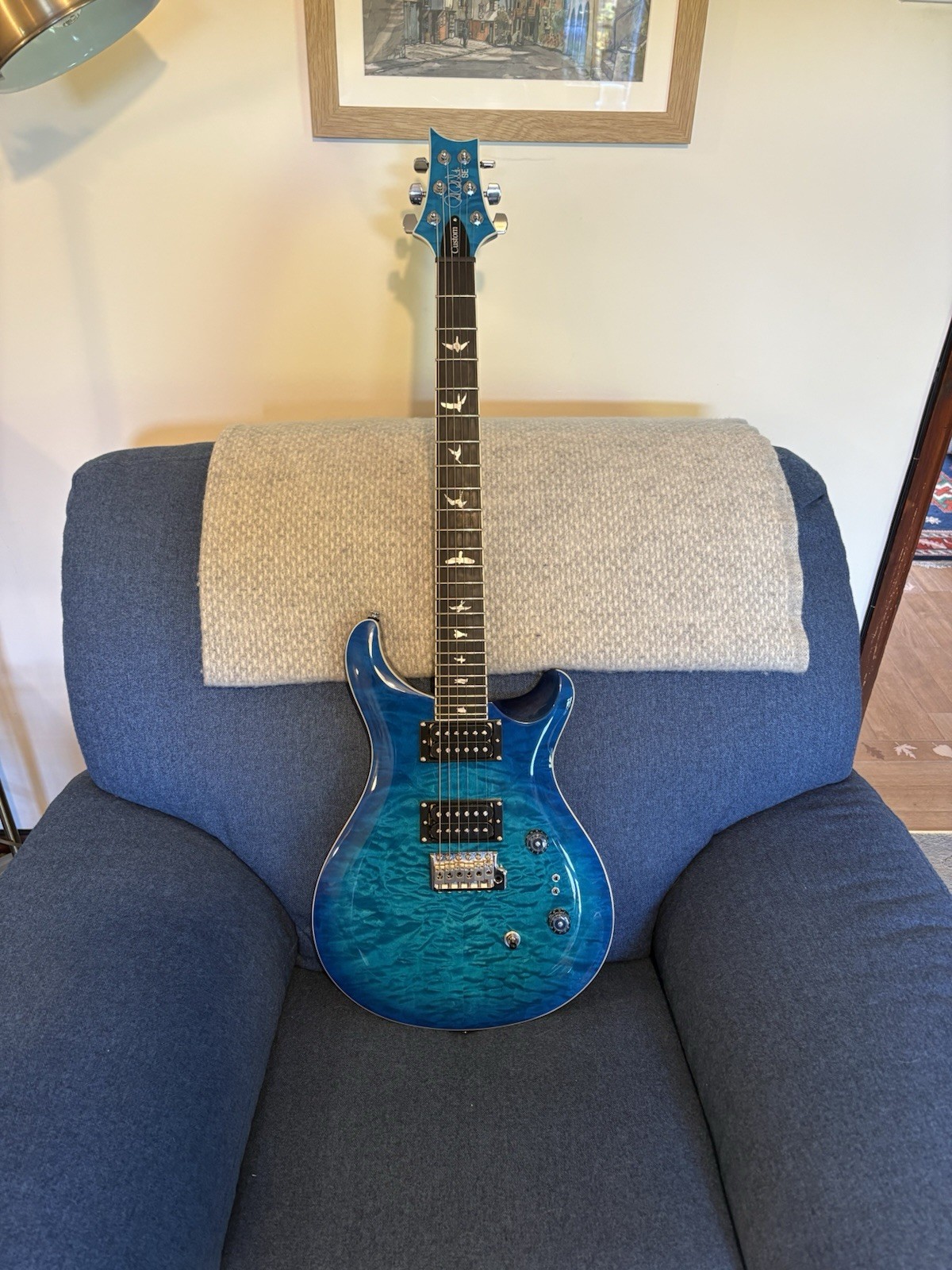 PRS SE Custom 24-08 Lake Blue Electric Guitar, Gig Bag, Excellent Condition