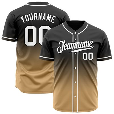 Custom Gradient Black Gold Jersey - Personalized Luxury Style Baseball Shirt