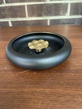 MCM Rare Evans Ceramic Ashtray for Trinkets Coins Jewelry Tray Black & Gold