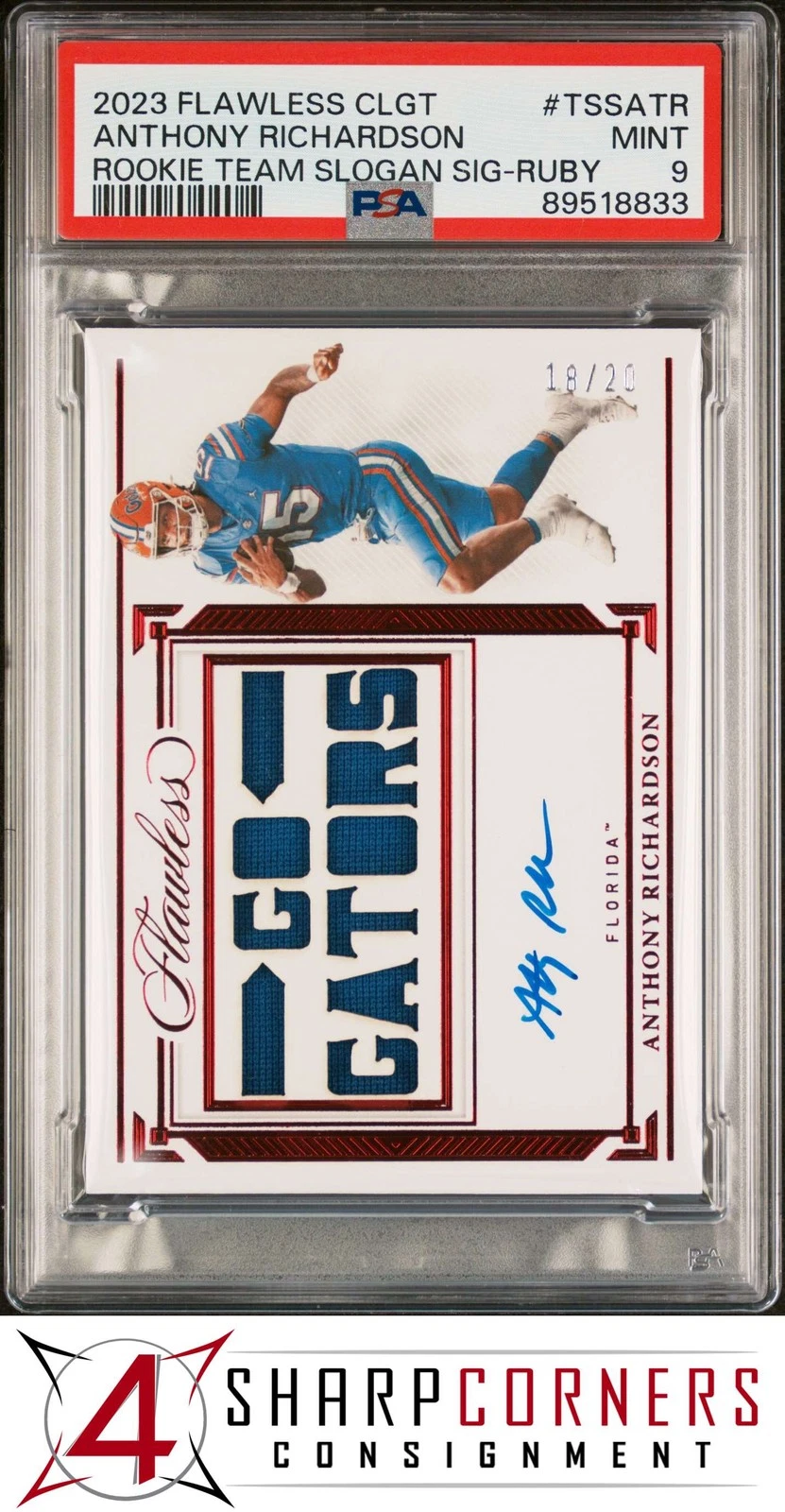 Anthony Richardson Panini Flawless Collegiate Flawless Rookie Team Slogan Signatures #TSSATR Ruby