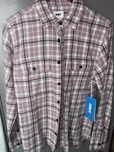Obey Organics Cole Lilac Chalk Flannel Men’s Small BNWT