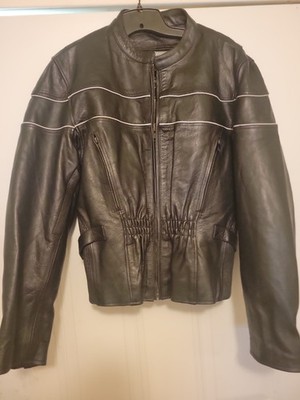 Xelement leather motorcycle jacket Size XLarge Black With Zip Out Liner 