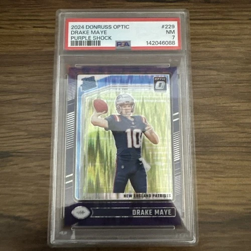 2024 Panini Donruss Optic - Rated Rookie Drake Maye #229 Purple Shock Prizm PSA7