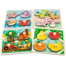 Baby Wooden Puzzles for 1 2 3 4 Year Old, Early Learning Toys Gifts for Toddlers