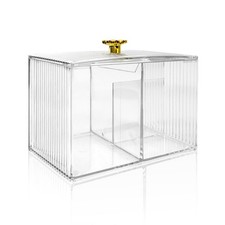 Clear Cotton Swab Holder 3 Compartment Bathroom Organizer