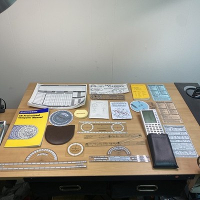 Lot of Manual Flight Instruments Rulers Calcs Log Manuals Jeppesen+More Aviation