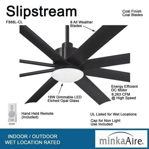 Minka Aire Slipstream 65"  - Coal 8-Blade Remote Control - Picture 6 of 6