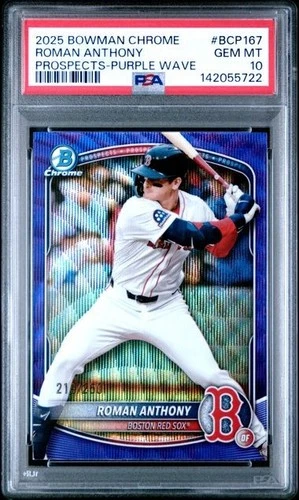 2025 Bowman Chrome Purple Wave Refractor ROMAN ANTHONY /250 - Red Sox - PSA 10