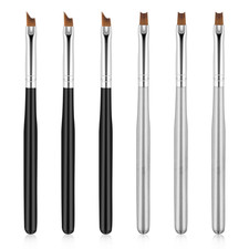 6pc French Tip Nail Brush Set Oblique Moon Shape UV Gel Acrylic Painting Drawing