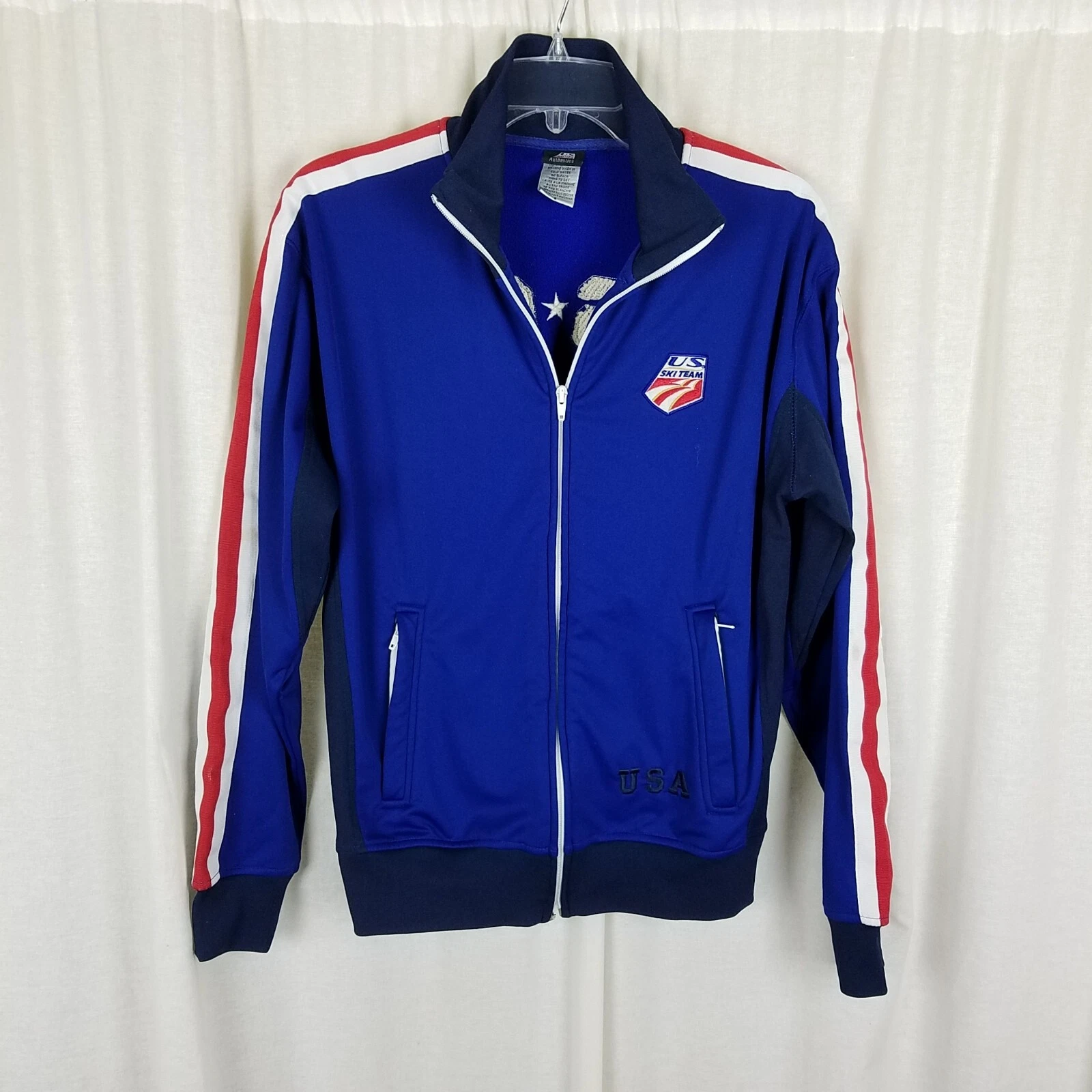 US Ski Team 2006 Warm Up Track Windbreaker Jacket Mens S Racing Stripes US 06