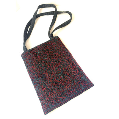 Megan Park England Grey and Red Wool Blended Bag NWT