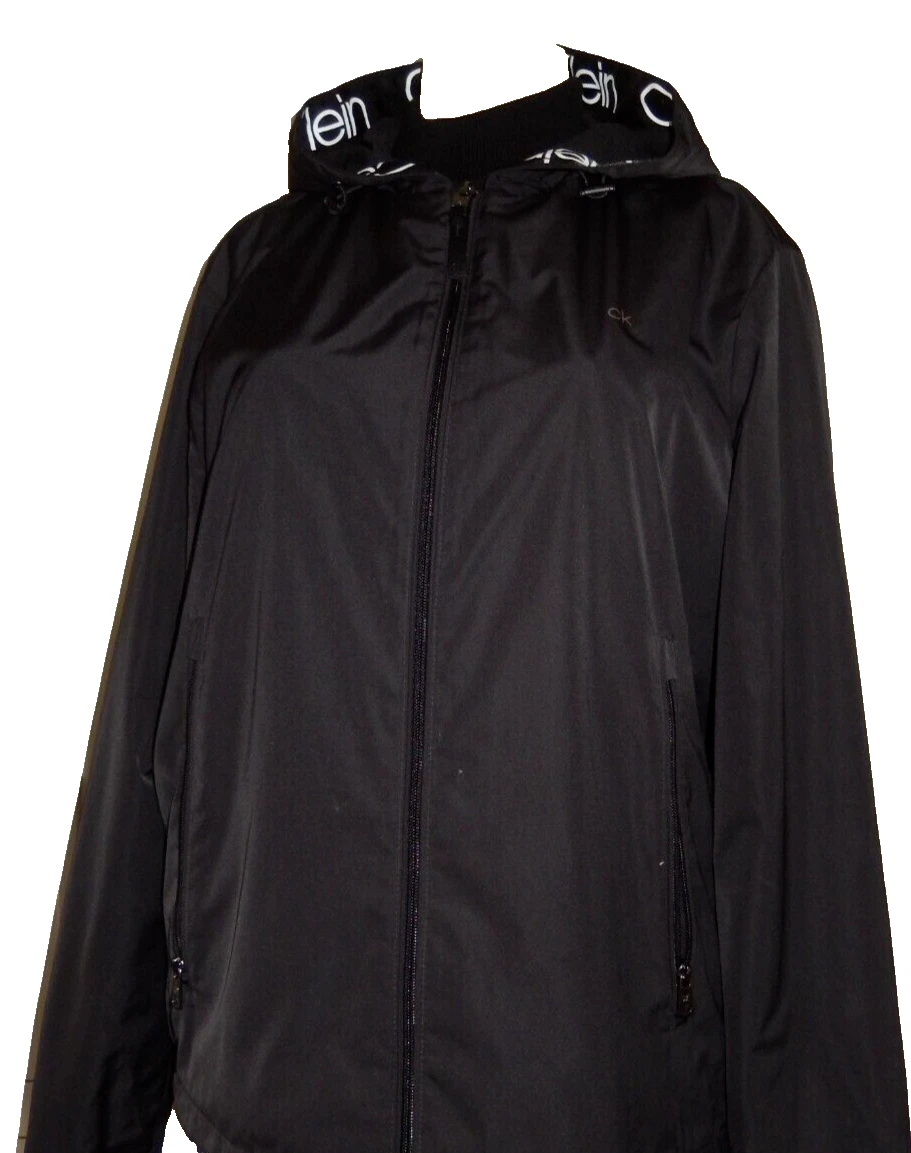 Calvin Klein Men s M Black Hoodie Jacket Rain Repel Protect Windbreaker Zipper