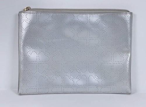 Kate Spade New York Metro Cosmetic Bag Clutch Gray Patent Leather Dotted Spades - Bild 2 von 12