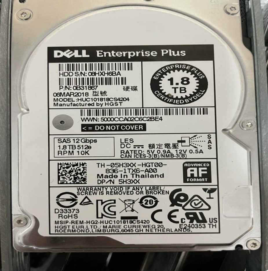 New 5H3XX 05H3XX DELL Plus 1.8TB 10K SAS 12G 2.5'' HDD
