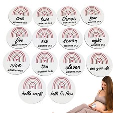 14Pcs Rainbow Baby Monthly Milestone Wooden Circles Monthly Milestone Photo Card