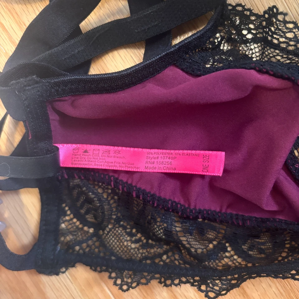 Lencería bralette Seven Til Midnight detalle de encaje borgoña/negro para mujer talla única Foto 4 de 4