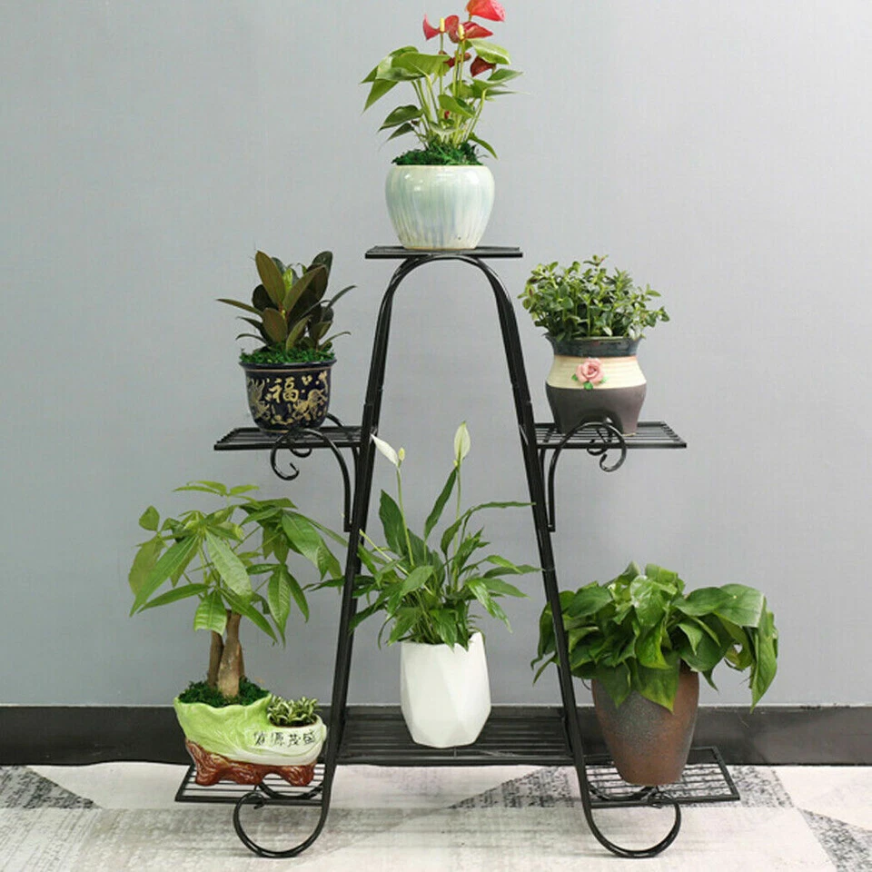 Suporte de planta de metal jardim pátio rack de flores externo interno ferro forjado tamanho 3 EUA - Imagem 2 de 4