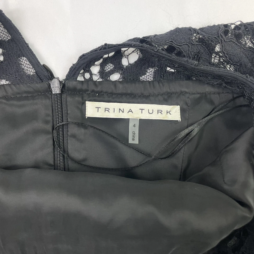 Blusa sin mangas Trina Turk de cuero de encaje para mujer talla 4 como nueva Foto 4 de 4