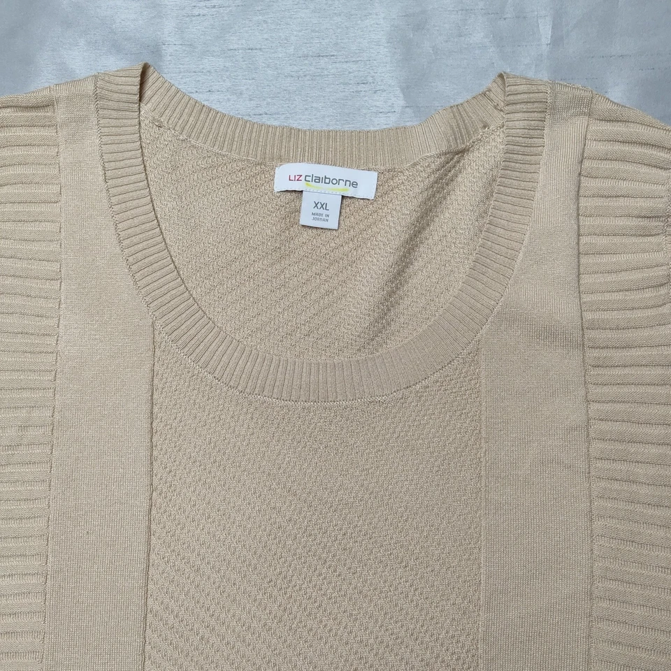 LIZ CLAIBORNE Women Size 2XL Champagne Sleeveless Pullover Sweater Vest NEW - Image 3 of 4