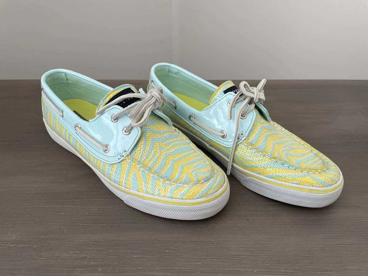Sperry Top Sider Women s 9.5 M Yellow Zebra Print Sequin Boat