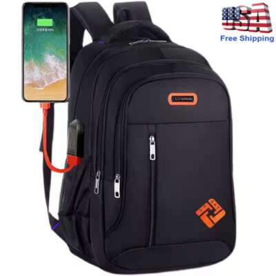 Waterproof Laptop Backpack Bookbag 17'' School Travel Bag with USB Charging Port