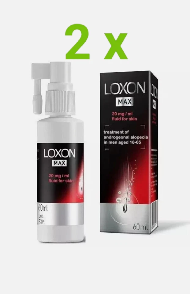 LOXON 5% 2 x Loxon Max 5% Hair Loss Treatment Solution Spray Serum 60ml UK STOCK /