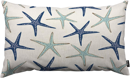 Nautical Starfish Decorative Pillow Covers Navy Blue and Turquoise Sea Stars Rus - Picture 10 of 12