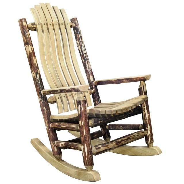 Log Porch Rockers Amish Made Rustic Rocking Chair Lodge Cabin Exterior