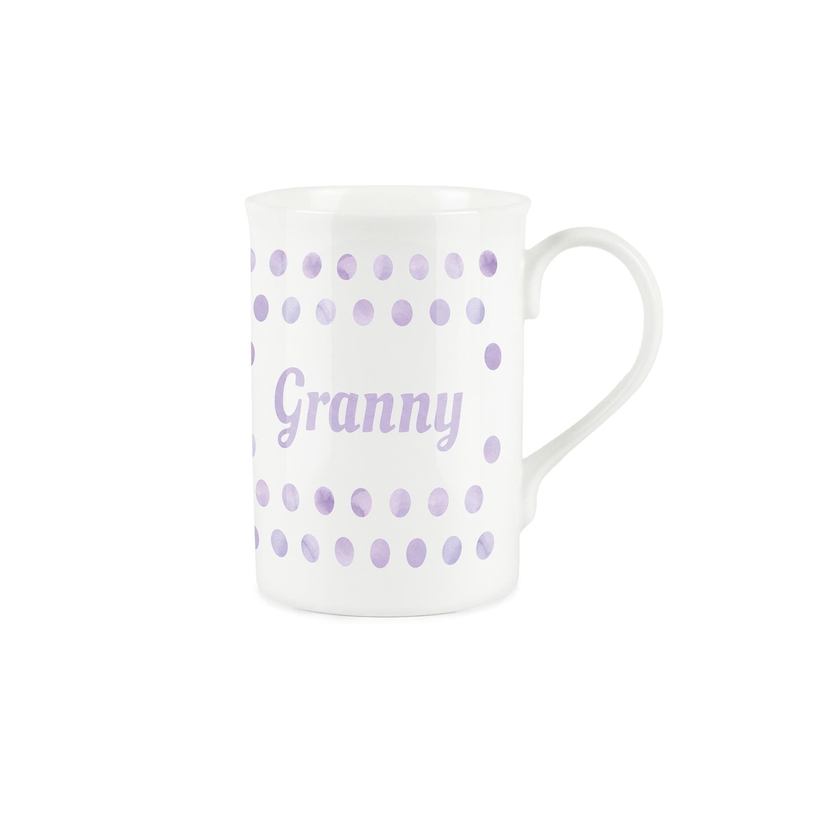 Granny Mug - Polka Dots Lilac Bone China Tea/Coffee Gift for Grannies