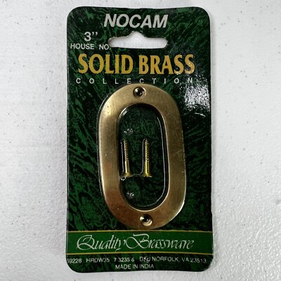 VTG. Nocam 3'' Solid Brass Address House Number with Hardware (Classic Style) 0