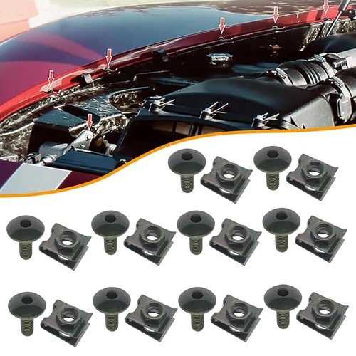 10 Set Car Moped Cover Screw Bolt and U Type Clip with Nut M6 6mm M6X16 Trim - Bild 11 von 12