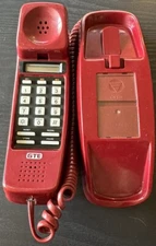 Vintage GTE Telephone Red Maroon Slimline Trimline Push Button Phone 1970s