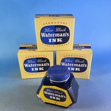 Vintage Waterman's Ink - Blue Black - Lot Of 3 Bottles - New Old Stock NOS