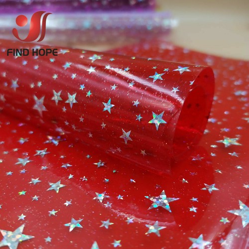 Sparkle iridescent Holographic PVC Vinyl Star Fabric DIY Bow Craft Material A4 - Picture 12 of 16
