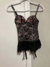 7until Midnight Pink And Black Corset With DeAttachable Straps