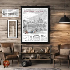 1906 First Grand Prix ACF Vintage Poster Clement Bayard Car Racing History Print