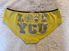 VS PINK VINTAGE 2008 EXTRA LOW RISE HIPSTER PANTY PANTIES YELLOW SILVER CREST M